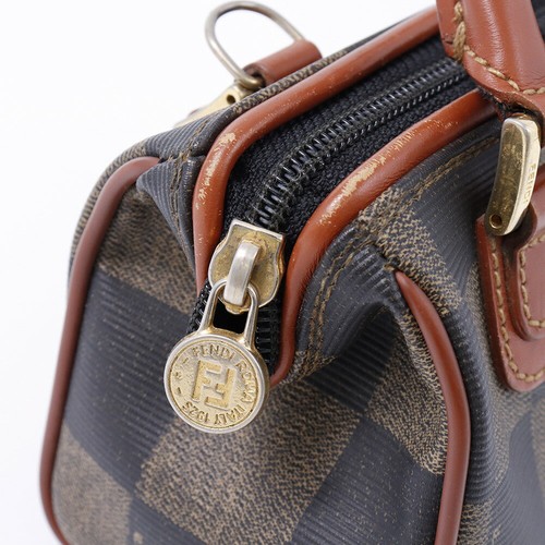 FENDI Shoulder Bag Purse 2way PVC Leather Black Gray Brown Authentic - Picture 9 of 24