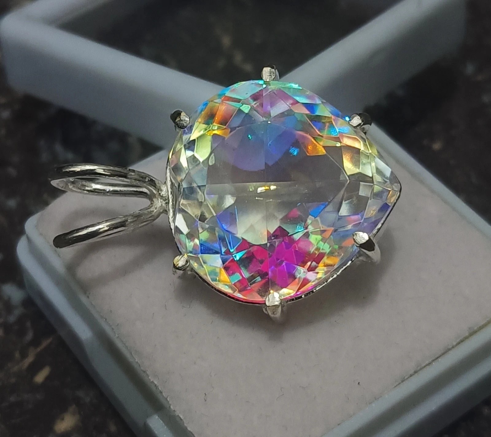 50 Ct Heart Cut Mystic Natural Topaz 925 Solid Silver Pendant Gemstone