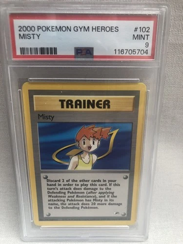PSA 9 WOTC 2000 Gym Heroes Unlimited Misty 102/132 Non Holo Rare MINT