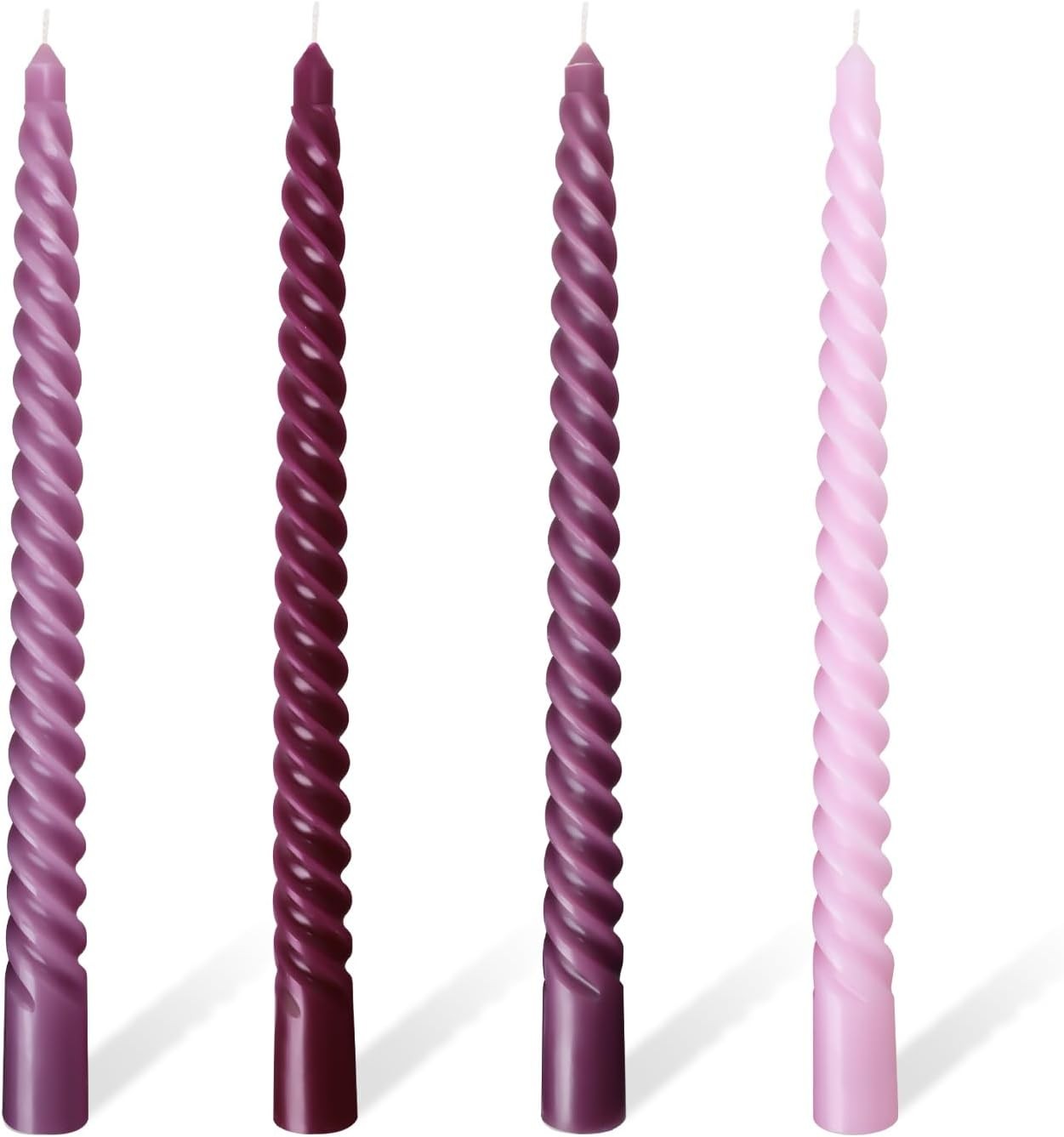 Dinner Candles, 10'' Gradient Spiral Twisted Tapered Candle Sticks, Non Drip Od