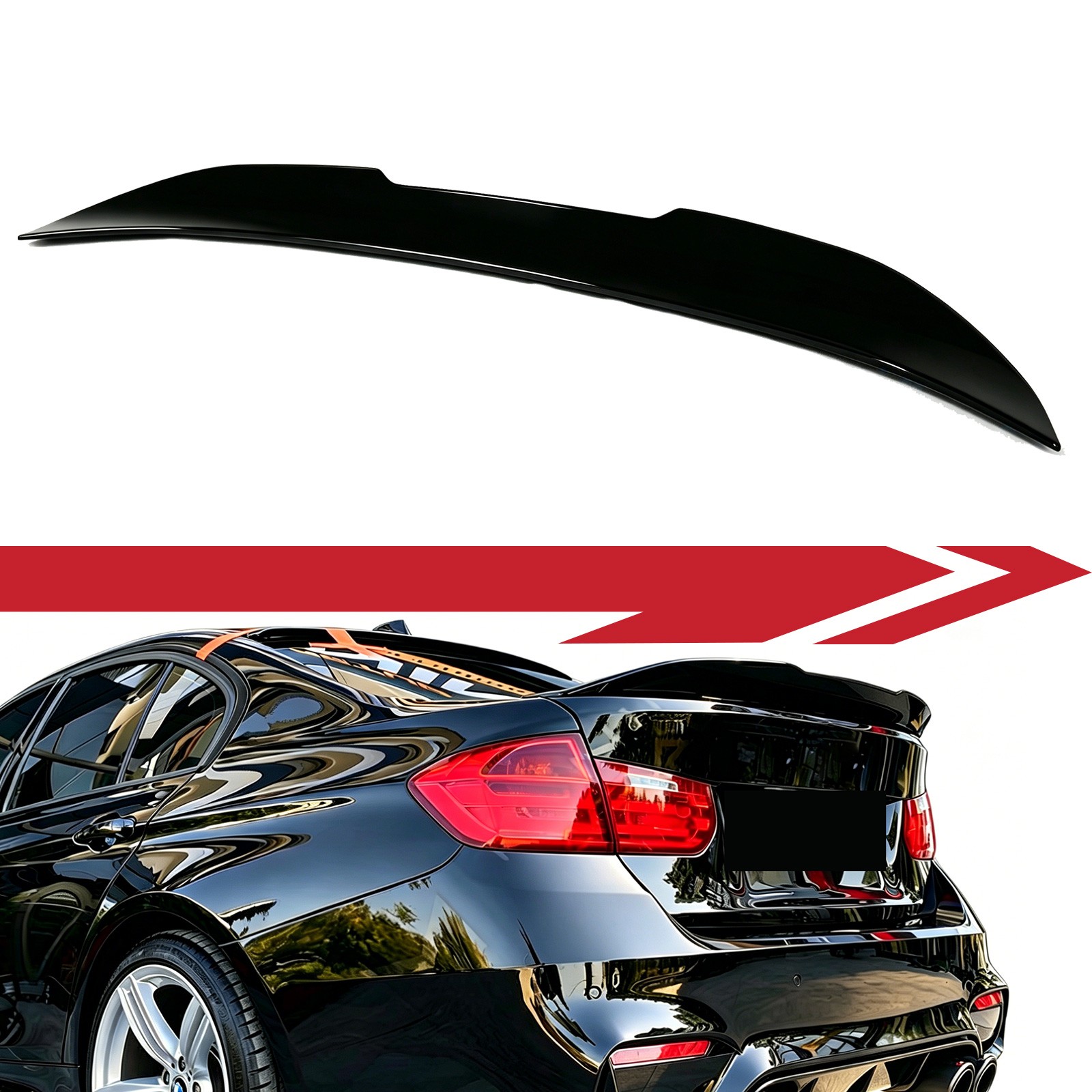 Black PSM Rear Trunk Spoiler Wing Fit 12-18 BMW F30 320 325 328 335 340 F80 M3