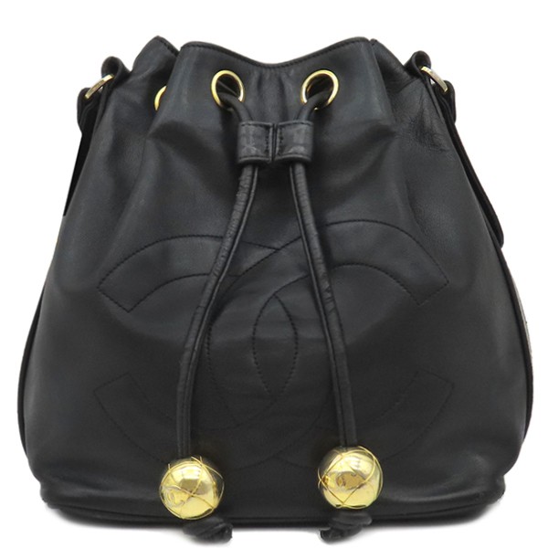 Chanel Black Lambskin Drawstring CC Shoulder Bag bg27824