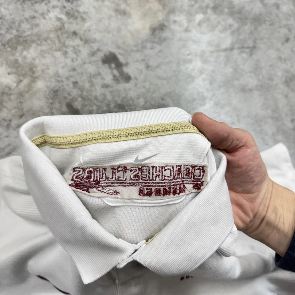 Camisa Polo Florida State Seminoles Para Hombres Blanca Gris NCAA Softbol Nike Entrenadores Foto 4 de 4