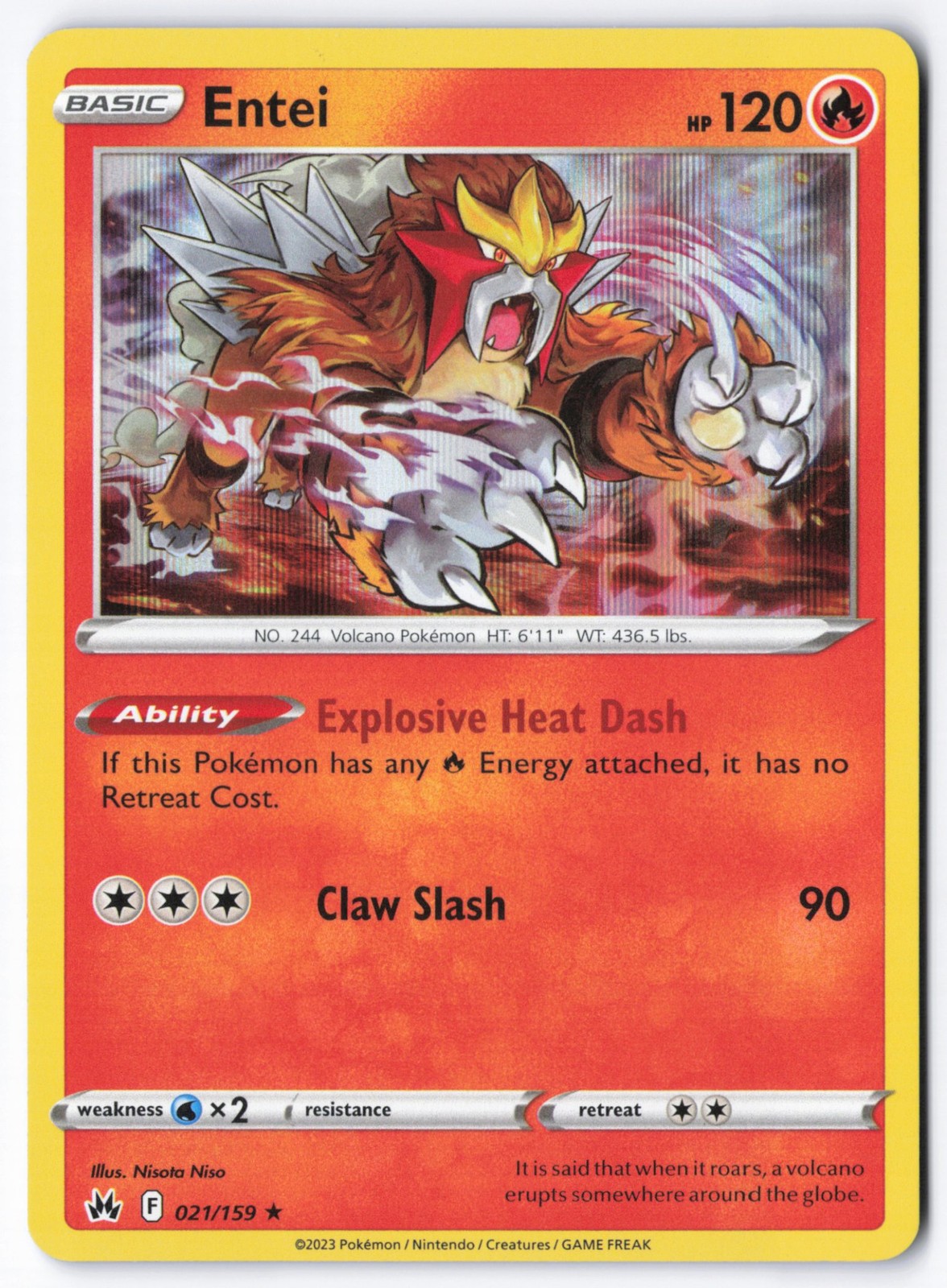 Pokémon TCG Entei 021/159 Holofoil SWSH: Crown Zenith NM