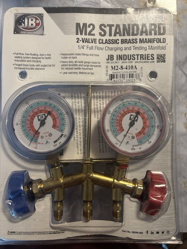 JB Industries M2-8-410A 2-Valve Brass Manifold - Part No 28036-302