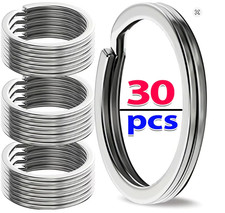 10/30pcs Stainless Steel Key Rings Polished sliver Round Flat Line Split Keyring
