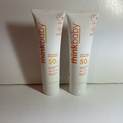 Thinkbaby SPF 50 Sunscreen 3 Oz, Natural Mineral For Baby NEW 2 PACK FREE SHIP