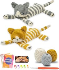 PAITIN Crochet Kit for Beginners   DIY Sleeping Cat Amigurumi Crochet Project Ki