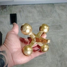 Mid Century Modern  Cast Jacks Jax Paperweight  Bookend Doorstop knife prop Gold