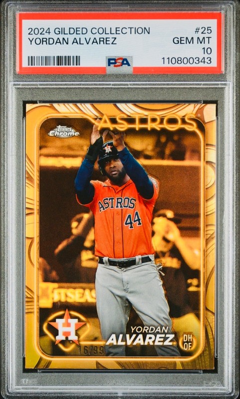 2024 Topps Chrome Gilded Collection Yordan Alvarez Gold /99 PSA 10 Gem Mint #25