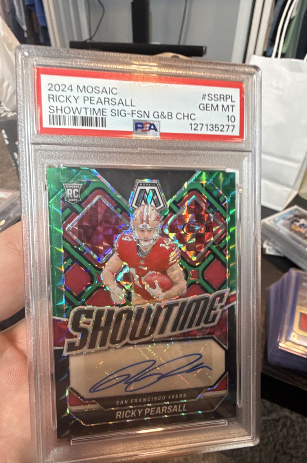 Ricky Pearsall Panini Mosaic Showtime Signatures #SSRPL Fusion Green & Black Choice