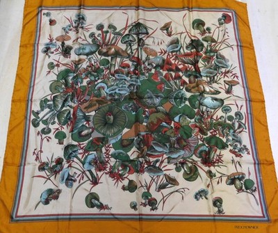 Foulard 100% Pure en Soie Vintage Femme 91 cm x 88 cm Lion