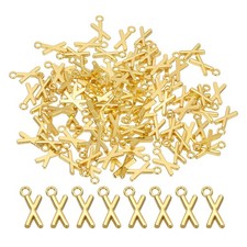 100Pcs Letter Charm Alphabet Charm Initial Pendant Charm Gold Tone Letter x