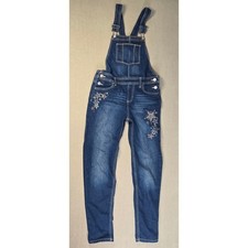 Jordache Girls Overalls Bedazzled Bling Stars Studs Medium Wash Large 10 12