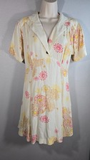 Free People Beige Floral Hawaii Mini Dress Resort beach Size Small BO *FLAW*