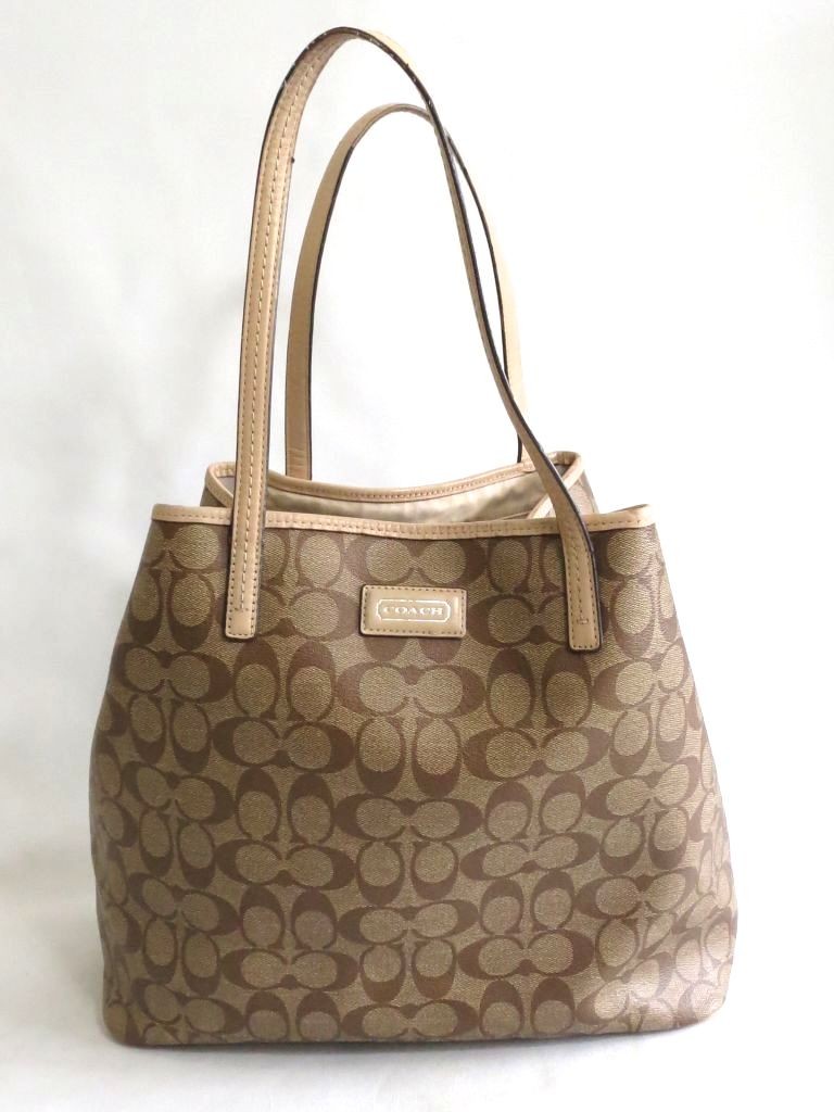 Coach Signature Leather Tote Bag in Classic Brown Style F27393