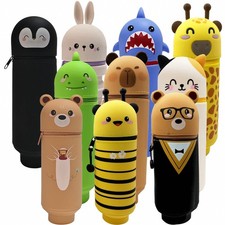 Cute Animal Pencil Case Zipper Pen Holder Soft Silicone School Office Storage