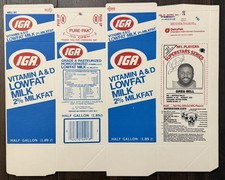 Greg Bell Bills 1986 IGA 2% Lowfat Milk Carton #11 RARE Unfolded Flat 12