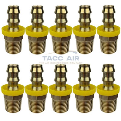 10 Pack Easy Lock Brass Hose Barb Fitting Connector 3/8'' Push-Lock x 3/8'' MNPT