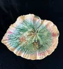 Antique GSH ETRUSCAN MAJOLICA BEGONIA LEAF DISH / PLATE - 9