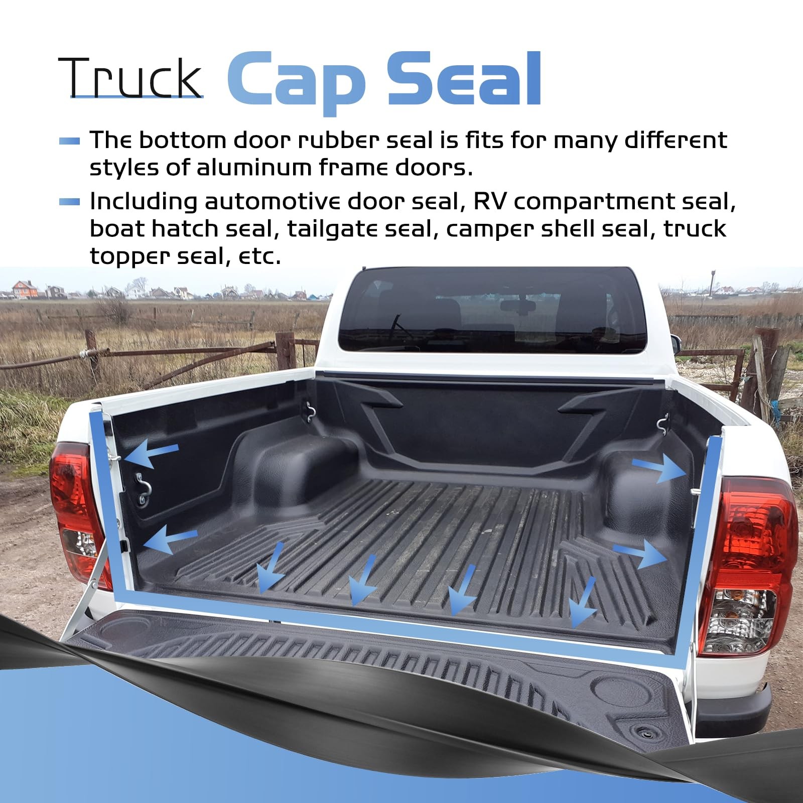 6 FT Truck Cap Rubber Weather Seal, Double Leaf Bottom Rear Door Frame Seal S