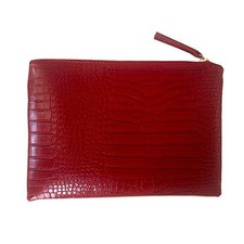 Women Clutches Crocodile Grain PU Leather Envelope Clutch Bag Red