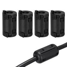 9mm Clip-on Ferrite Ring Core for Cable Easy to Secure, Black 4pcs