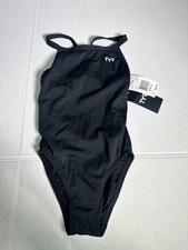 TYR Sport Girls' Solid Durafast Diamondback Swimsuit Navy Size 24