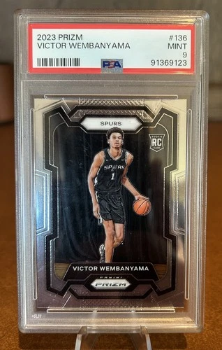 Panini Prizm 2023-24 Victor Wembanyama #136 Rookie Base PSA 9 Spurs