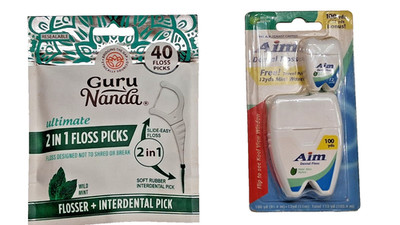 Aim Dental Floss Mint Waxed 100 Yards & 12 Yards Travel Pack + Guru Nanda 2 in 1