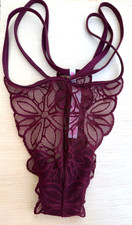 Victoria's Secret Thong Large Extra Low Rise Wine Lace Double Straps New Pink