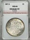 1887-S Morgan Silver Dollar $1 MS CCGS 64 San Francisco One US Coin BETTER DATE!