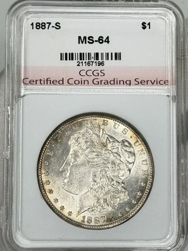 1887-S Morgan Silver Dollar $1 MS CCGS 64 San Francisco One US Coin BETTER DATE!
