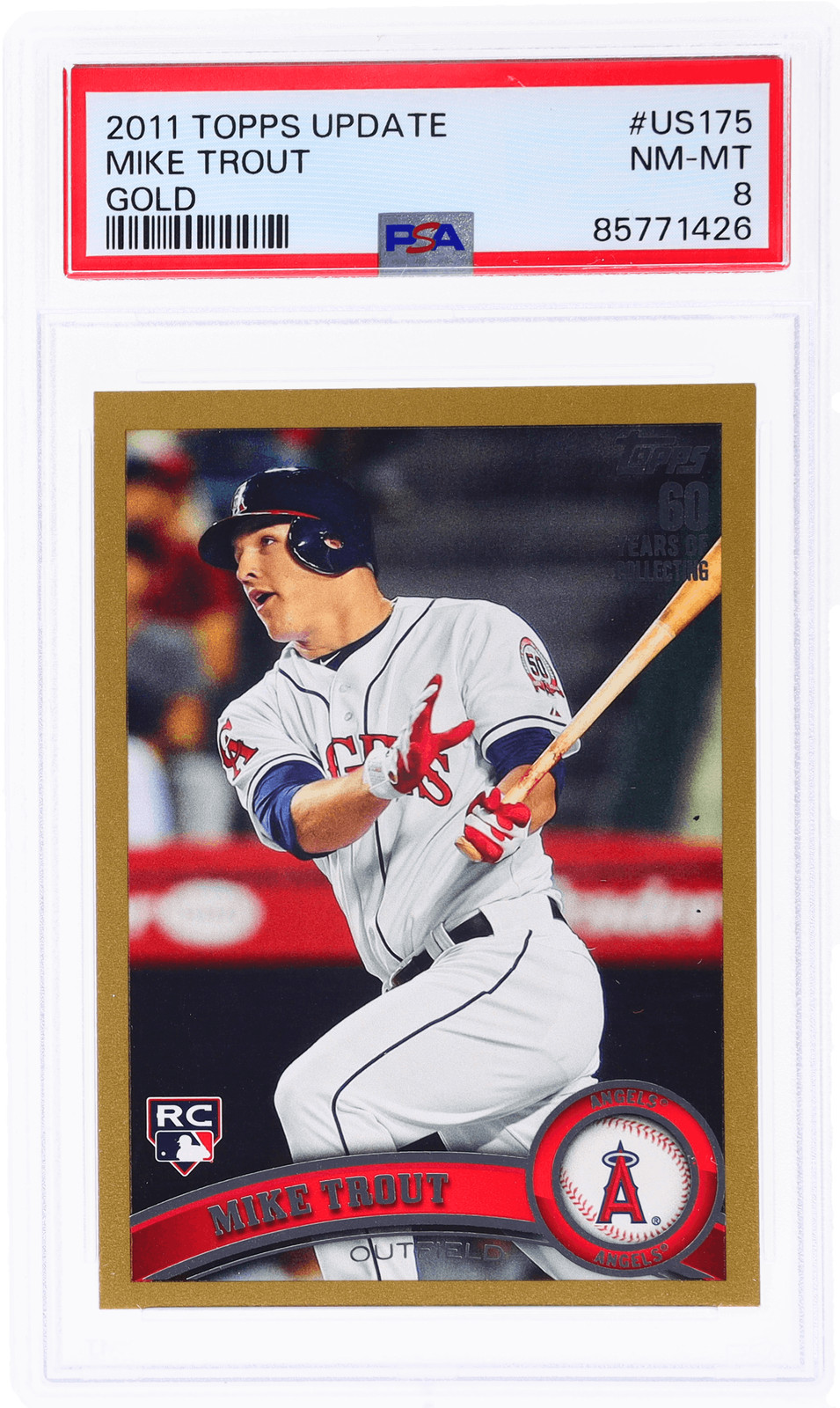 2011 Topps Update Mike Trout Gold #US175 /2011 PSA 8 Rookie RC