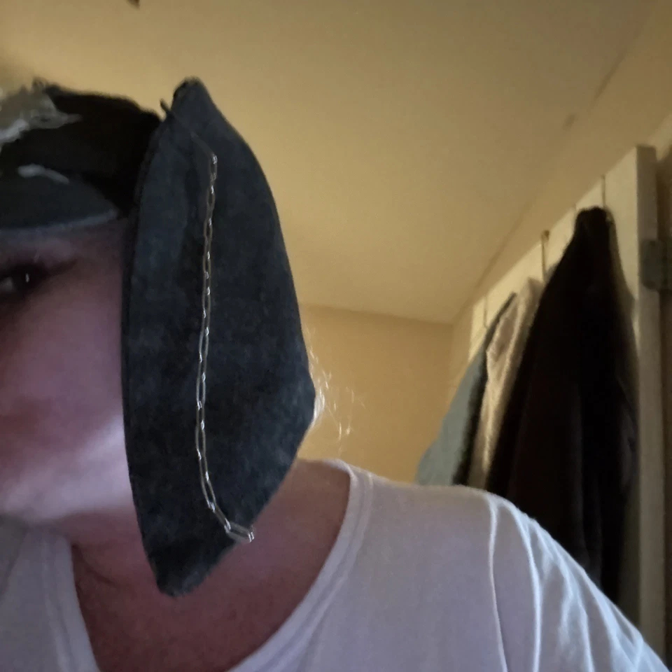 Y2k Sombrero Punk Sombreros Denim Conejito Sombrero Cadenas Envejecido Gorra de Béisbol Kpop Trajes... Foto 2 de 4