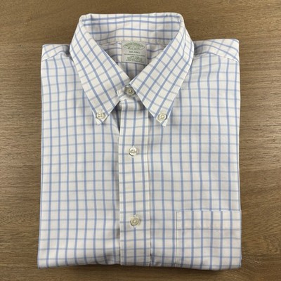 Brooks Brothers L/S Button Down Shirt Gingham Check Men s L 16.5-35 Milano $140