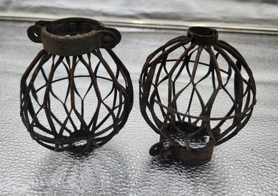 2 Vintage 4'' FLEXCO Pat. 1915 Industrial Steampunk Trouble Light Safety Cage