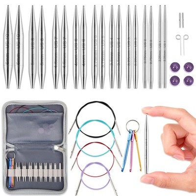 2 inch Interchangeable Circular Knitting Needles, Stainless Steel Shorties In...