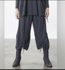 Bryn Walker Ruched Cropped Wide Leg Lagenlook Pull On Pants Women  s Size L Gray