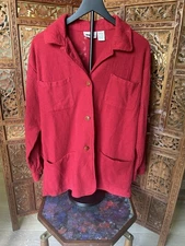 Vintage Gitano Red Corduroy Button-Up with Pockets