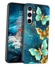 for Samsung Galaxy S25 FE Case Glow in Dark, Cute Butterfly Pattern Blue