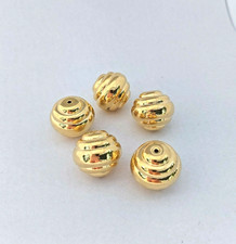 Gold washed Metallic Plastic 19x21mm almost Round Beads 5 pc.