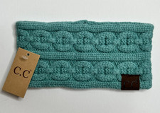 C.C Women Cable Knit Headband Ear Warmer Headwrap Winter Soft Teal - One Sz NWT