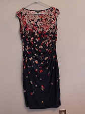 CHAPS WOMEN'S DRESS SLEEVELES PINK NAVY FLORAL PLEATED DRAPED WAIST SIZE M