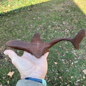 Wooden Hand Carved Shark 12” long Sculpture ~ Bud Reasey 1979