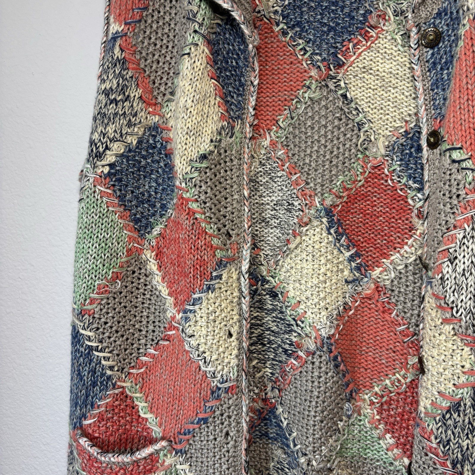 Artisan Wear Knit Patchwork Button Front Cardigan… - image 3
