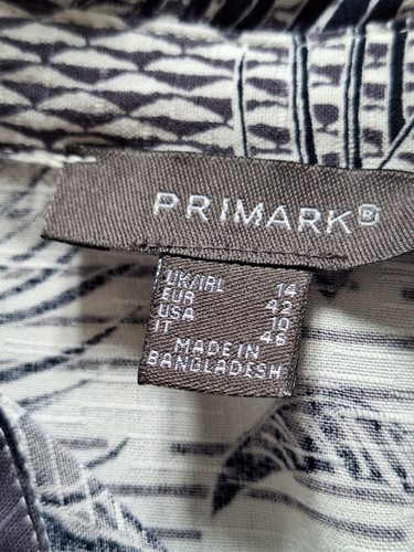 Primark Size 14 Midi Dress Blue White Leaf Pattern Gorgeous Summer - Picture 9 of 11