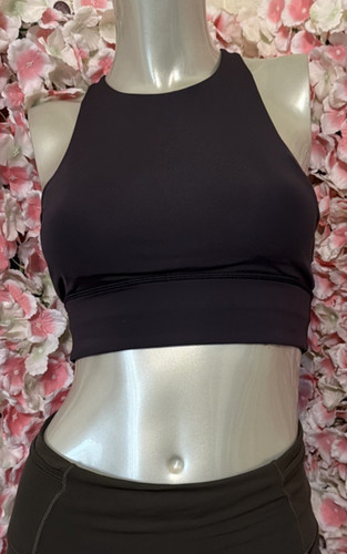 Lululemon Energy Bra High Neck Long Line sports bra Black Lux size 6 women's euc