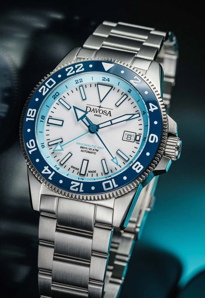 Davosa Argonautic World Traveller GMT 161.542.40 Automatic Weiß/Blau Ø 41,5mm - Bild 2 von 2