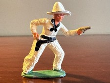 Vintage Barclay B96 753 Cowboy w Two Guns Shooting White Dime Store Lead Toy NM 